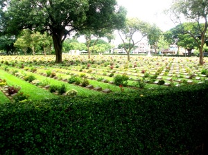 The cemetery in Kanchanaburi where thousands of Allied soldiers rest.